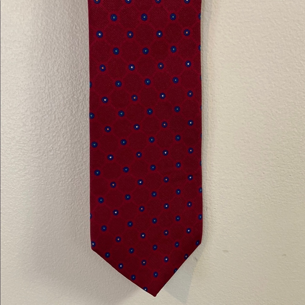 Calvin Klein Maroon and Blue Tie with Classic Design 100% Silk